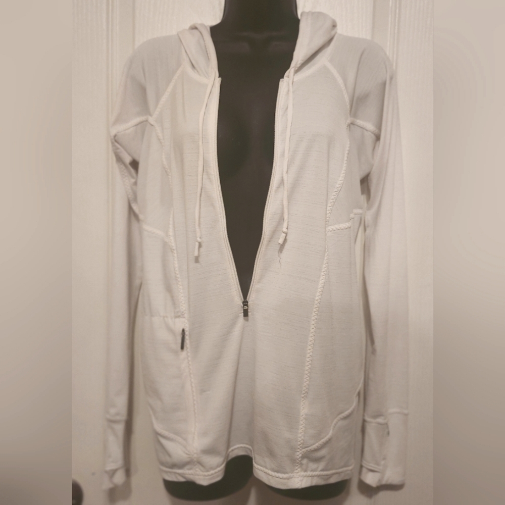Athleta White Lightweight Pull On Jacket Size Med… - image 2